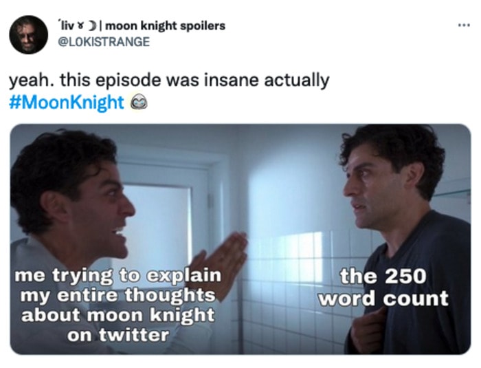 Moon Knight Memes - thoughts vs twitter word count