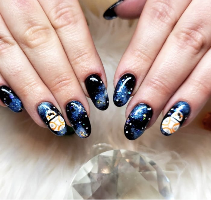 Star Wars Nails - BB8 Galaxy