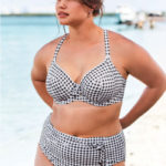 Swimsuits for Big Busts - Elomi Plus Size Checkmate Plunge Bikini Top