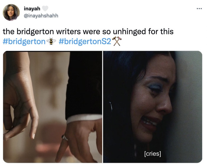 Bridgerton Season 2 Memes Tweets - kate and anthony finger graze