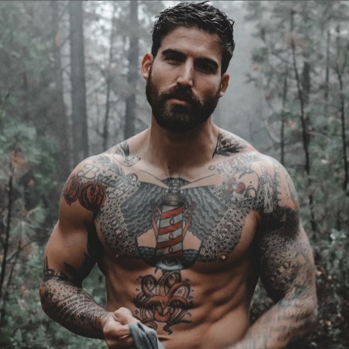 Thoren Bradley Chopping Wood Guy - in woods