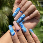 Cute Summer Nails - ocean long swirls