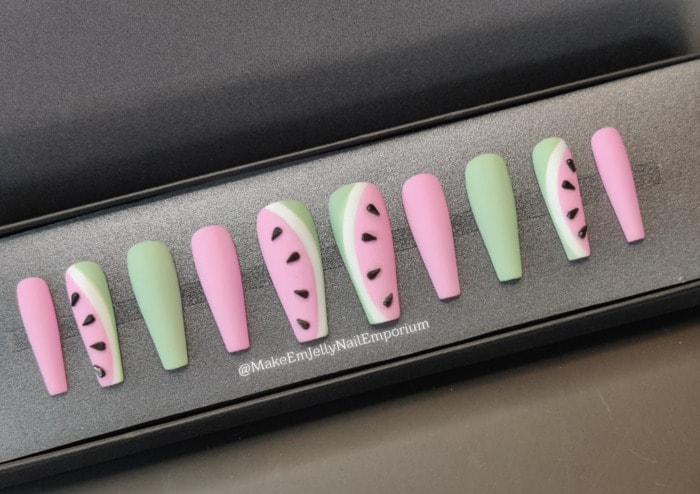 Cute Summer Nails - watermelon press on nails