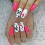Cute Summer Nails - flamingo accent nails