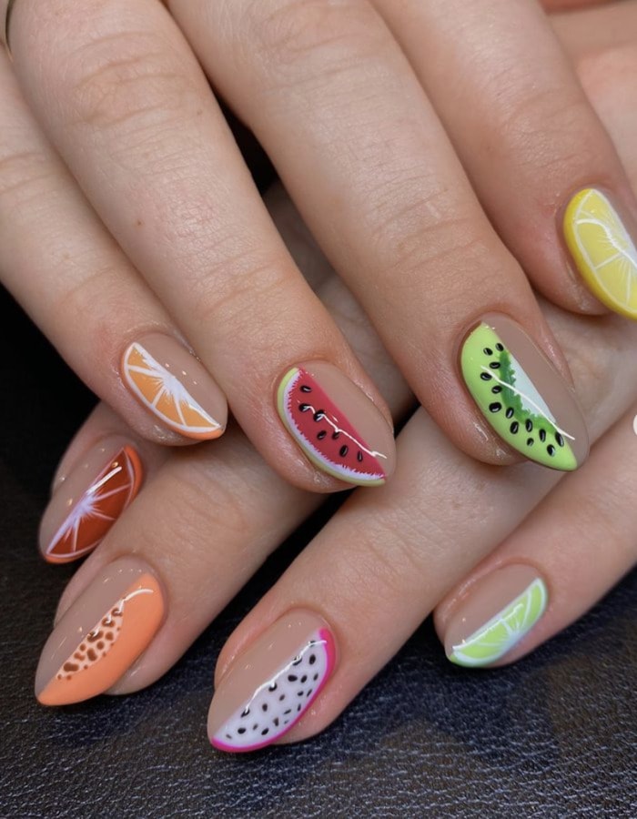 Cute Summer Nails - fruit slices
