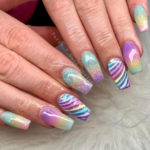 Summer Ombre Nails - striped rainbow