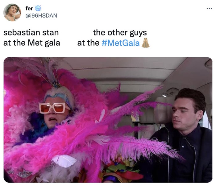 Met Gala 2022 Memes - sebastian stan in pink