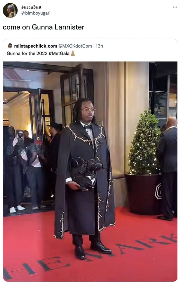 Met Gala 2022 Memes - gunna Lannister