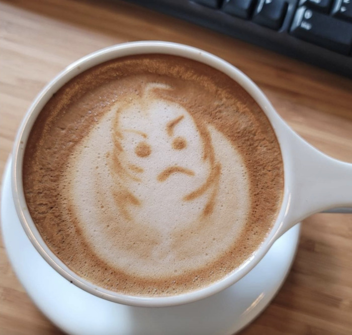 Funny Latte Art - angry face