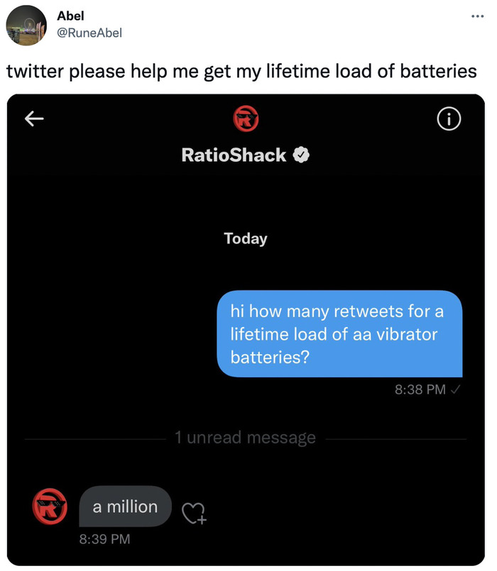 RadioShack Twitter Crypto - batteries