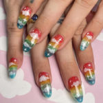 Rainbow Nails - rainbows in clouds