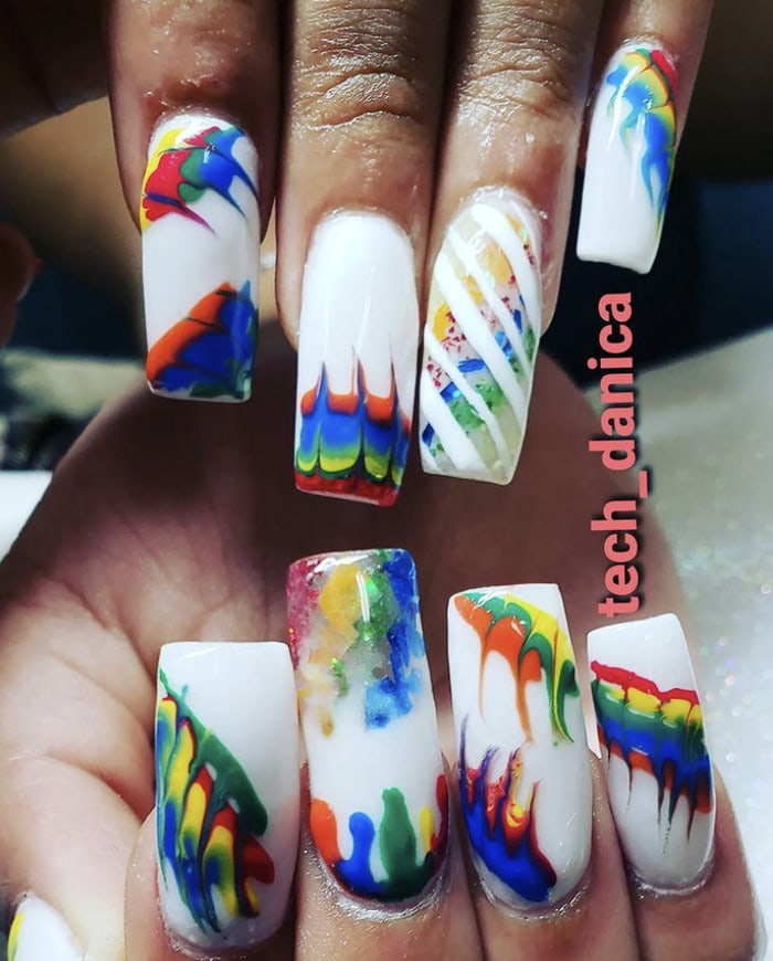 Rainbow Nails - tie dye rainbows