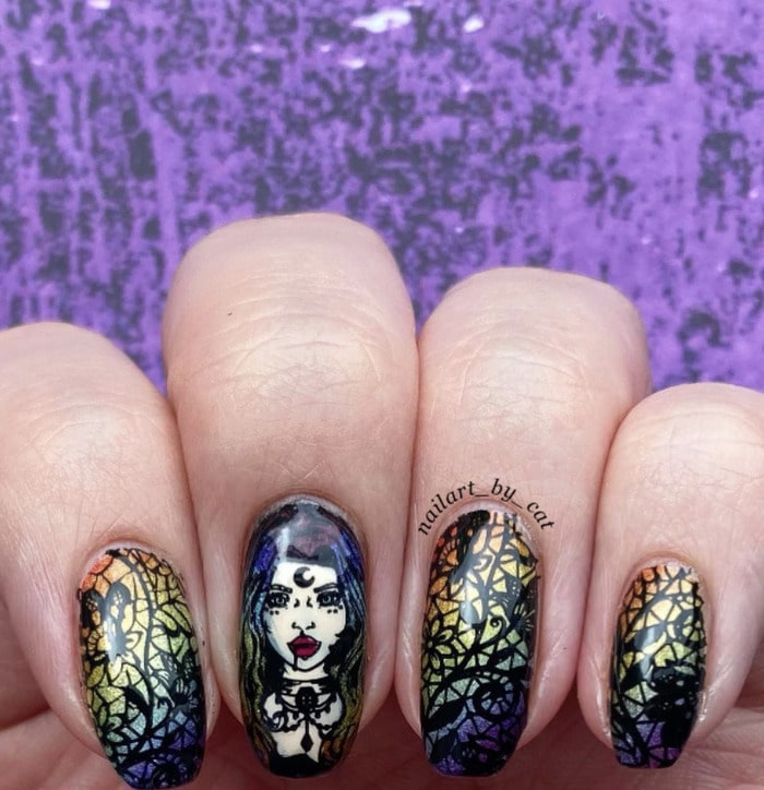 Rainbow Nails - goth rainbows