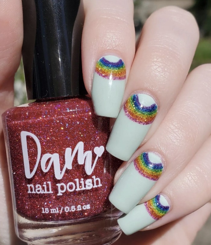 Rainbow Nails - rainbows on white