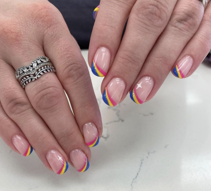 Rainbow Nails - rainbow french tips