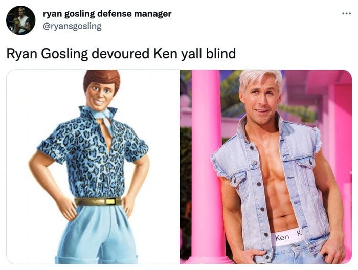Ryan Gosling Ken Twitter Reactions - ken doll