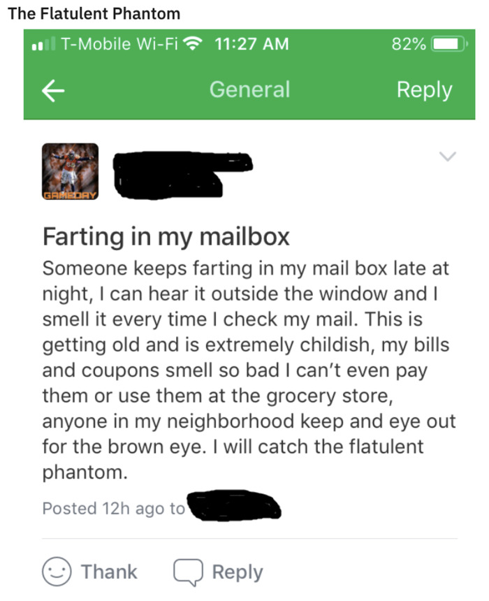 Best of Nextdoor - farting in mailbox