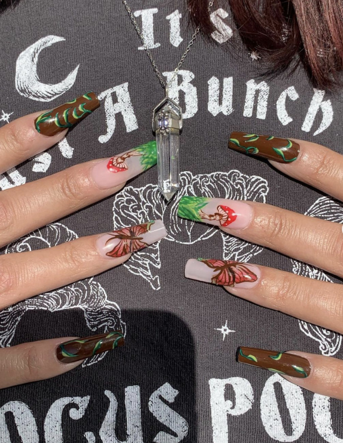 Butterfly nails - cottagecore set