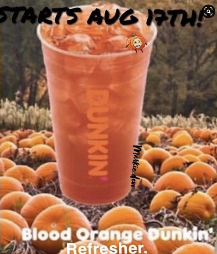 Dunkin Fall Menu 2022 - Blood Orange Refresher