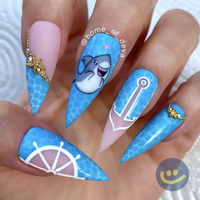 Ocean Nails - shark and boat