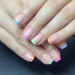 Summer Gel Nail Designs - rainbow french tips
