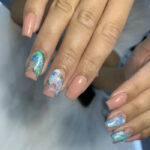 Summer Gel Nail Designs - marbled ocean