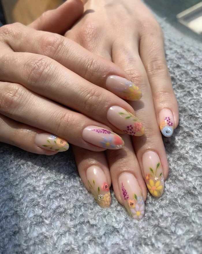 Summer Gel Nail Designs - floral