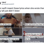 Taylor Swift Private Jet Tweets Memes - lyrics