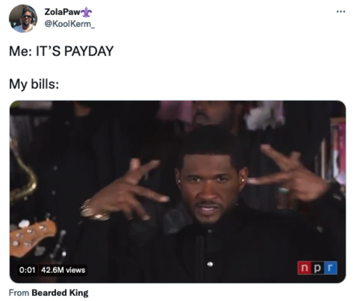 Usher Memes - payday and bills
