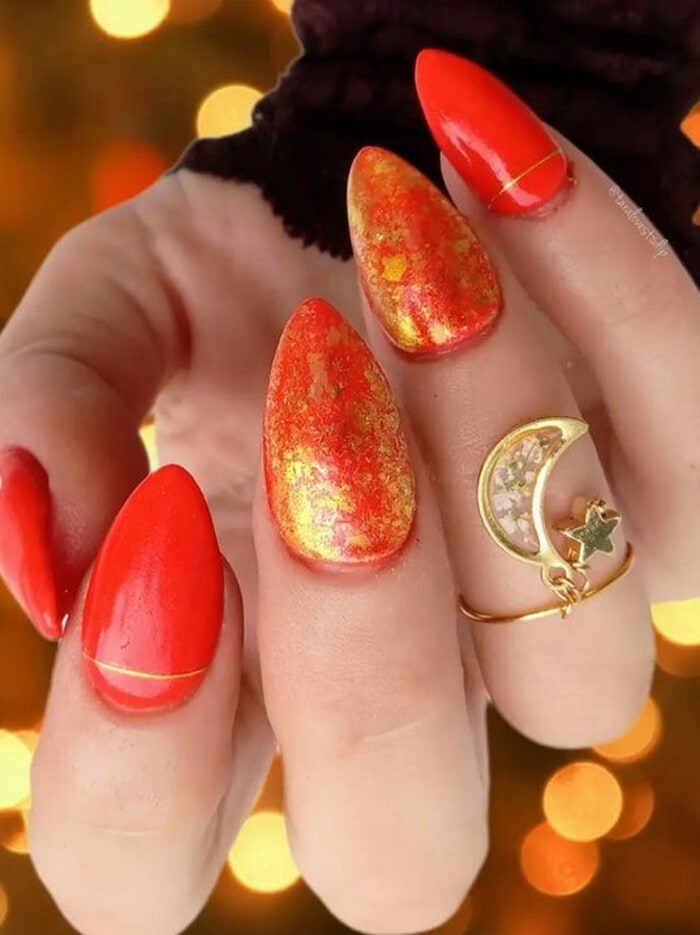 Autumn Fall Nails - Orange and Gold Nails