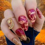 Autumn Fall Nails - Red and Gold Nails