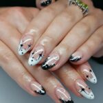 Autumn Fall Nails - Black and White Night Sparkles 