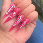 Barbiecore Nails - Barbie decal stiletto nails
