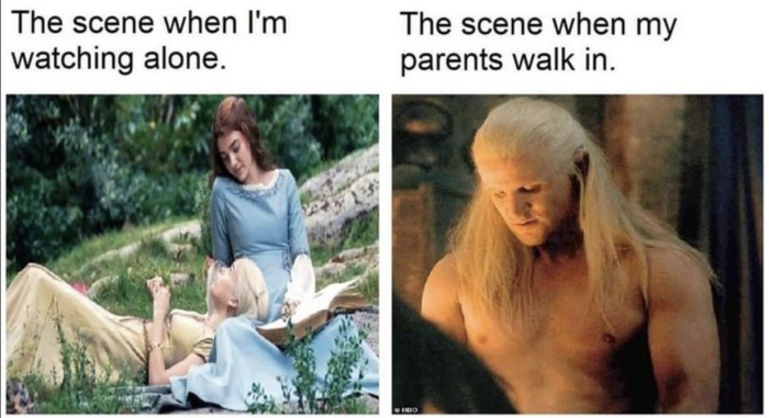 Daemon Targaryen Tweets Memes - parents walk in scene