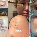 Ephemeral Semi-Permanent Tattoos - Dog Tattoo at 1 month, 9 months, and 14 months
