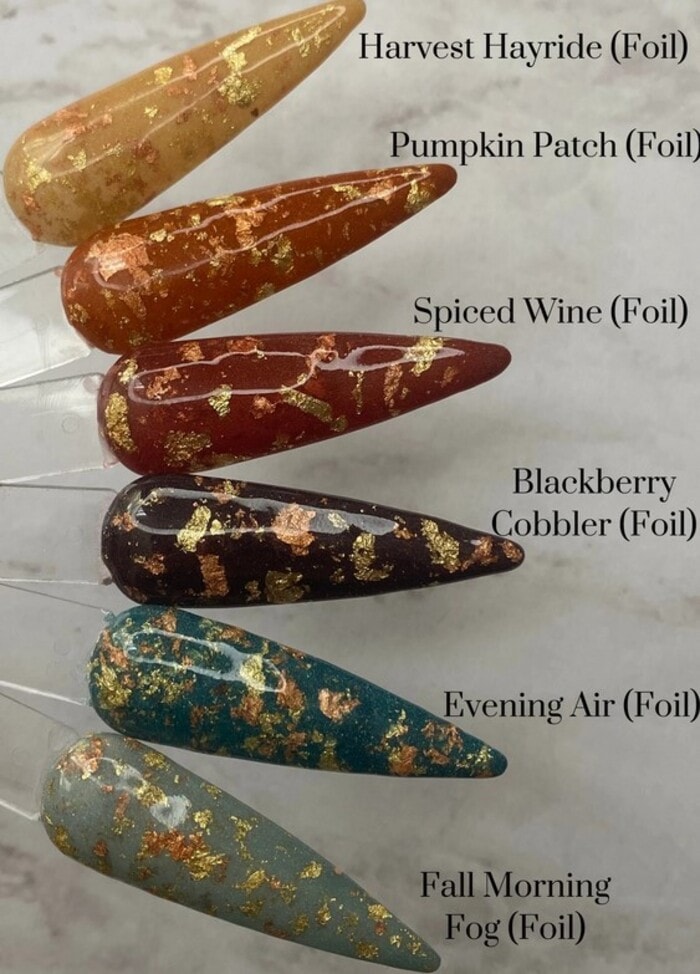 Fall Nail Art - Fall Vibes Foil Dip Powder Press-On Nails