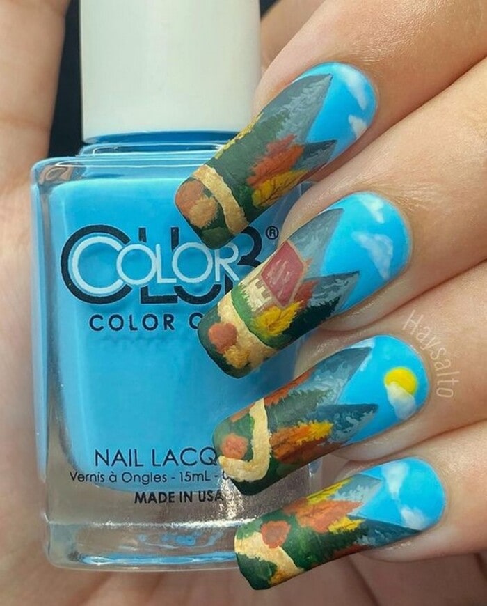 Fall Nail Art - Fall Landscape Nail Art