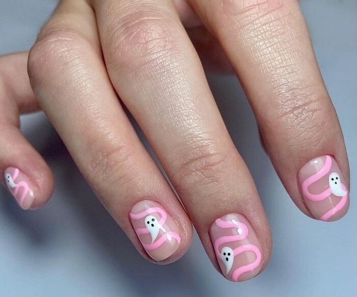 Fall Nail Art - Spooky Swirls