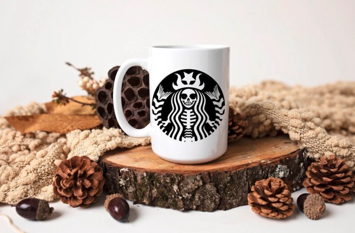 Halloween Coffee Mugs - Starbucks skeleton