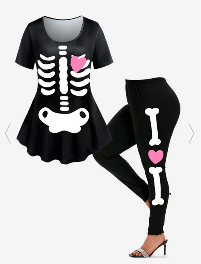Halloween Leggings Ideas - skeleton love set