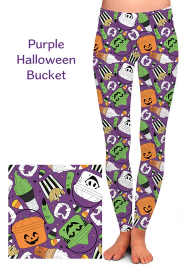 Halloween Leggings Ideas - purple halloween bucket
