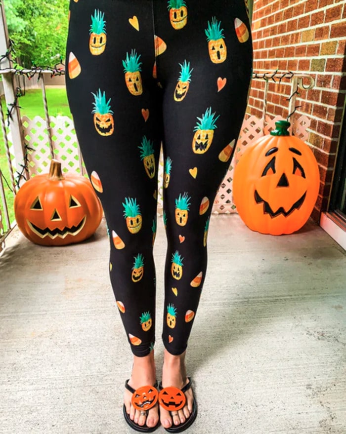 Halloween Leggings Ideas - pineapple jack o lanterns