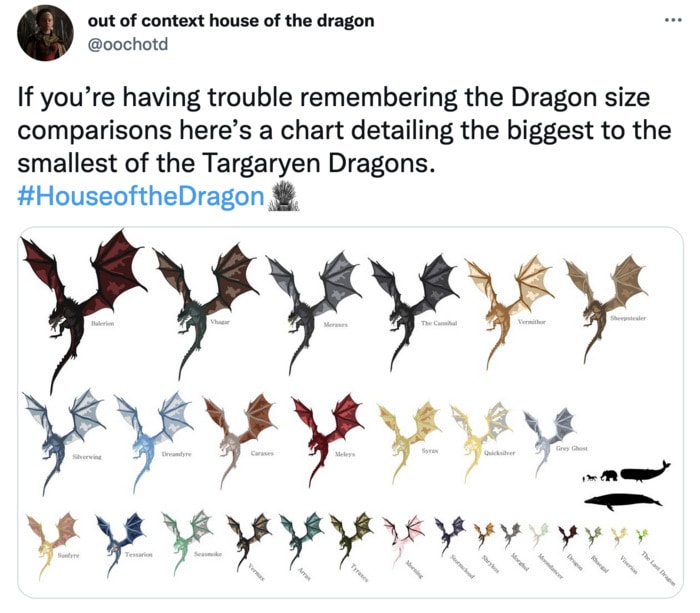 House of the Dragon Memes - dragon sizes