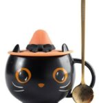 Starbucks Halloween Cups China - Black Cat Cup With Witch Lid & Spoon