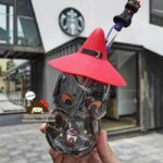 Starbucks Halloween Cups China - Black Cat with Red Witch Hat and Cat Straw