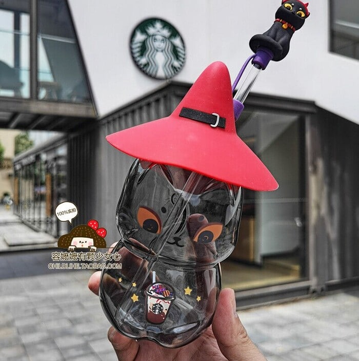 Starbucks Cup Korea 2022 Halloween Cat Double Layer Glass Cup With