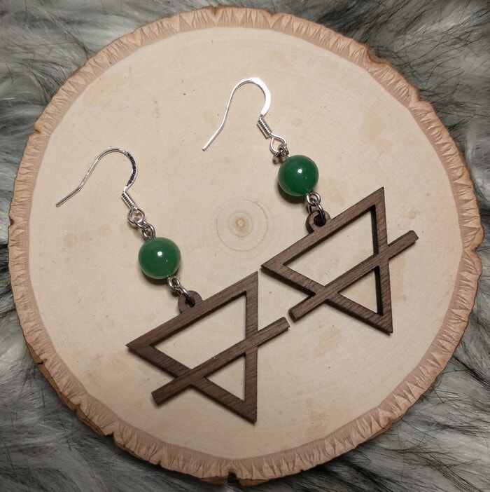 Virgo Gift Guide - Geometric Wooden Earth Element Symbol Earrings