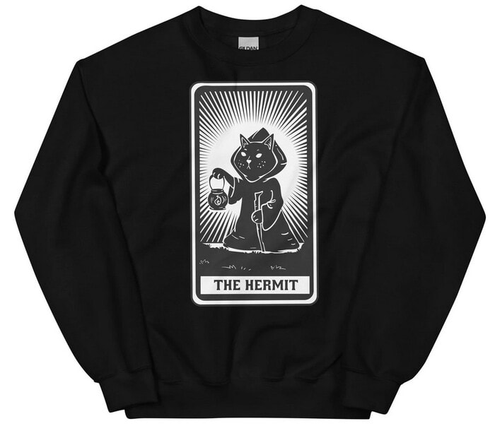 Virgo Gift Guide - The Hermit Tarot Cat Sweatshirt