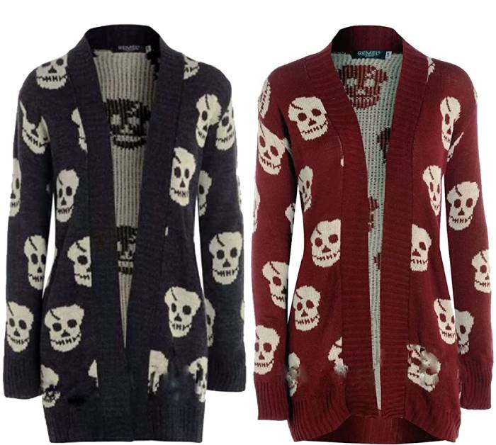 halloween sweaters - skull cardigan