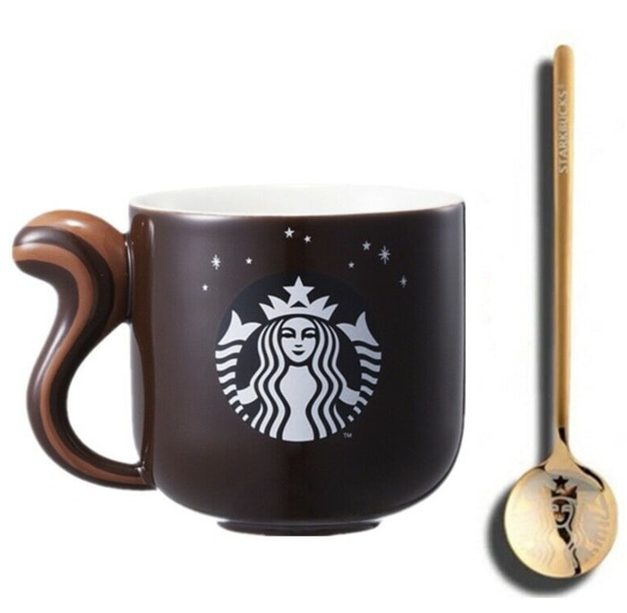 Starbucks Fall Squirrel Mug Collection - Tail Mug with Gold Stirrer Korea